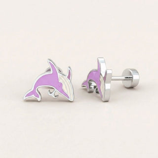 Whale Flat Back Studs Silver
