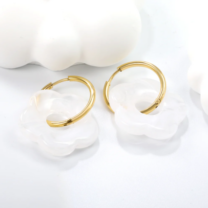 Frosted Bloom Hoops White